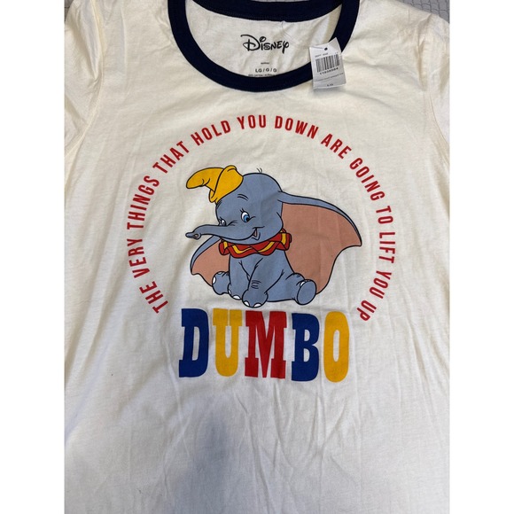 Vintage Style Disney Dumbo Ringer Tee Large Y2K Graphic Soft Cotton Unisex NWTS - Picture 2 of 6